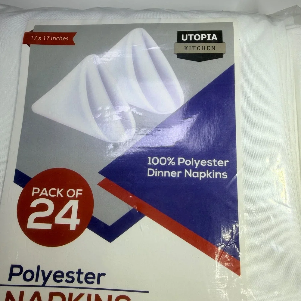 Utopia Kitchen White Dinner Napkins 24 Pack 17x17‎ Polyester Table Linens UH0562